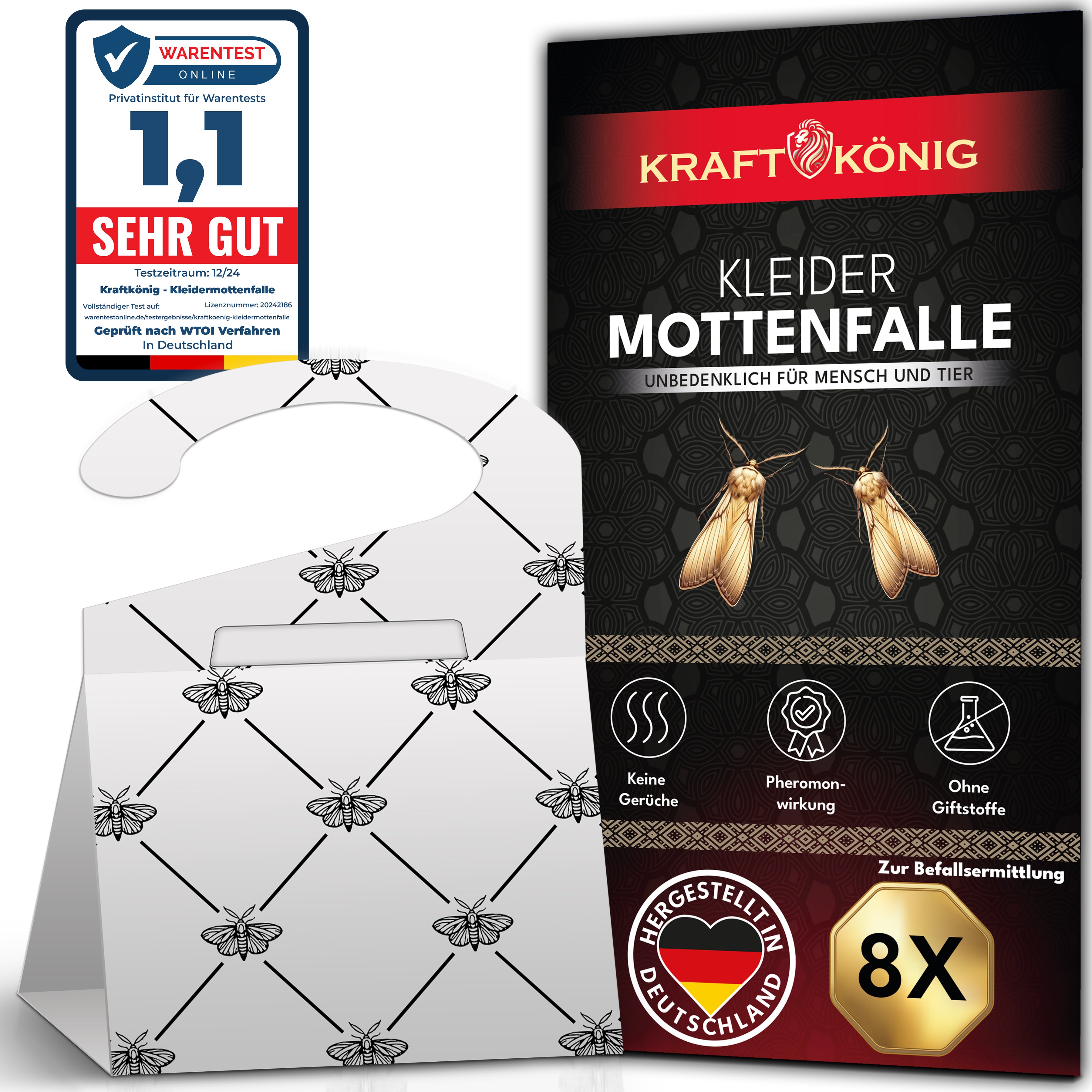 KRAFTKÖNIG Premium Kleidermottenfalle – 8 Stück