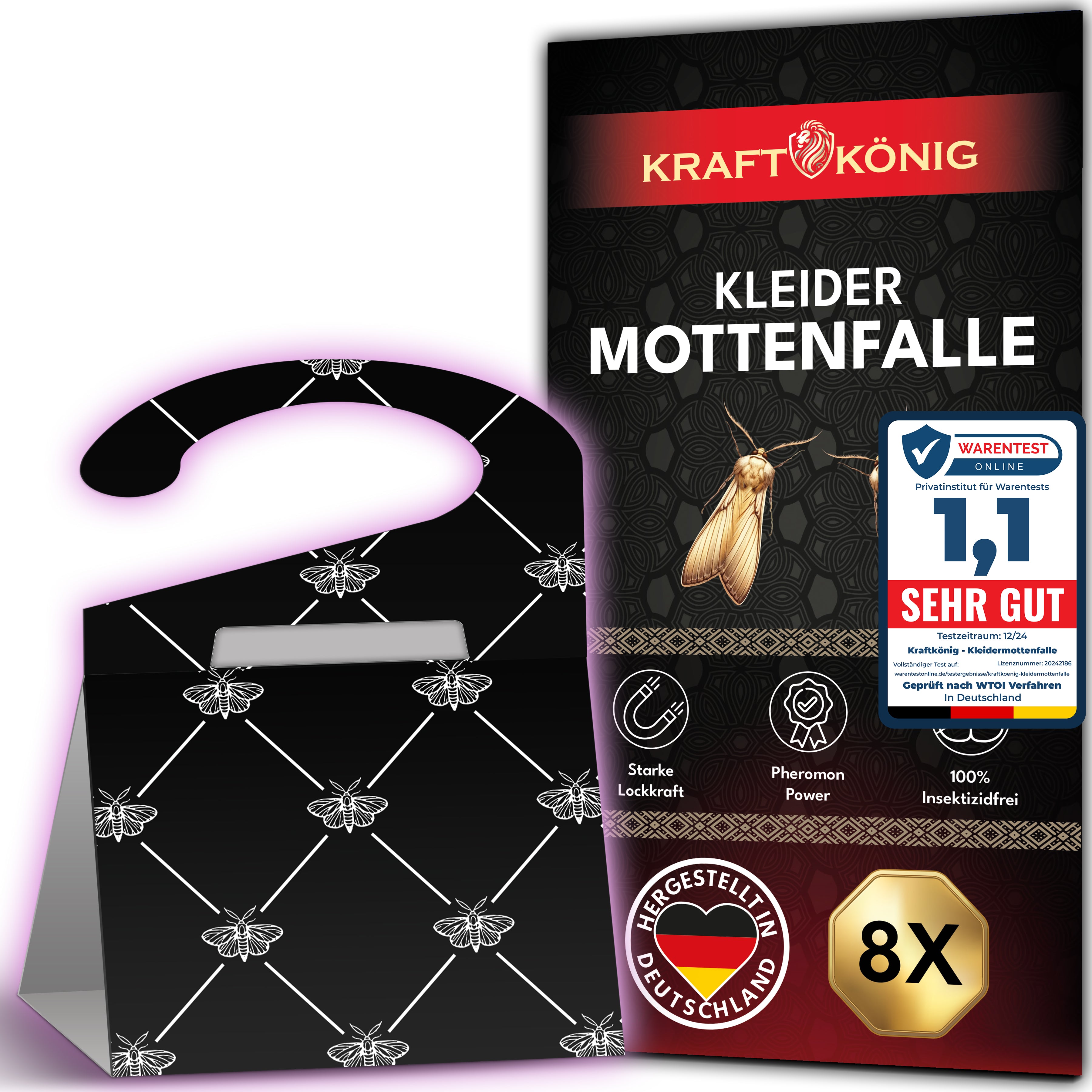 KRAFTKÖNIG Premium Kleidermottenfalle – 8 Stück