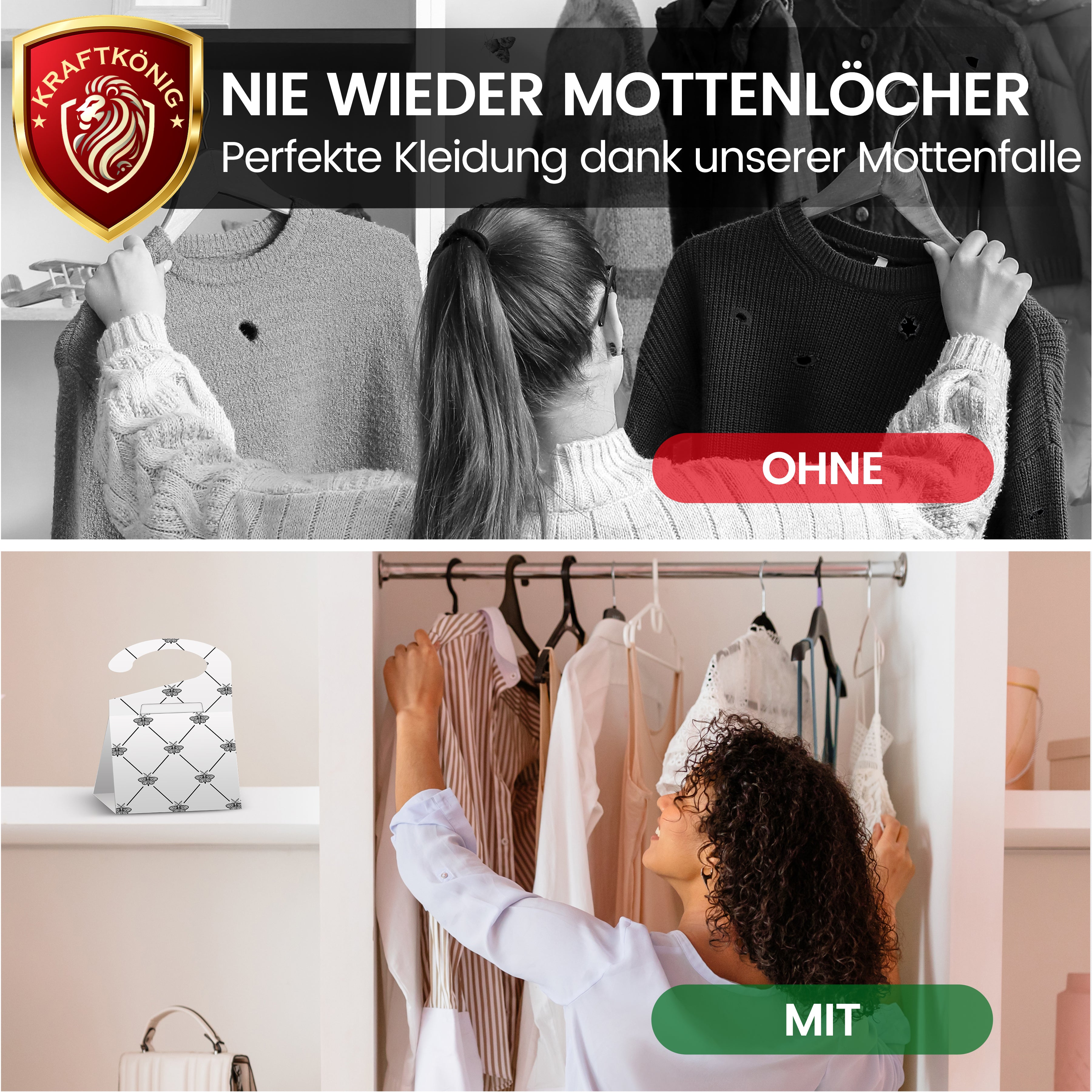 KRAFTKÖNIG Premium Kleidermottenfalle – 8 Stück