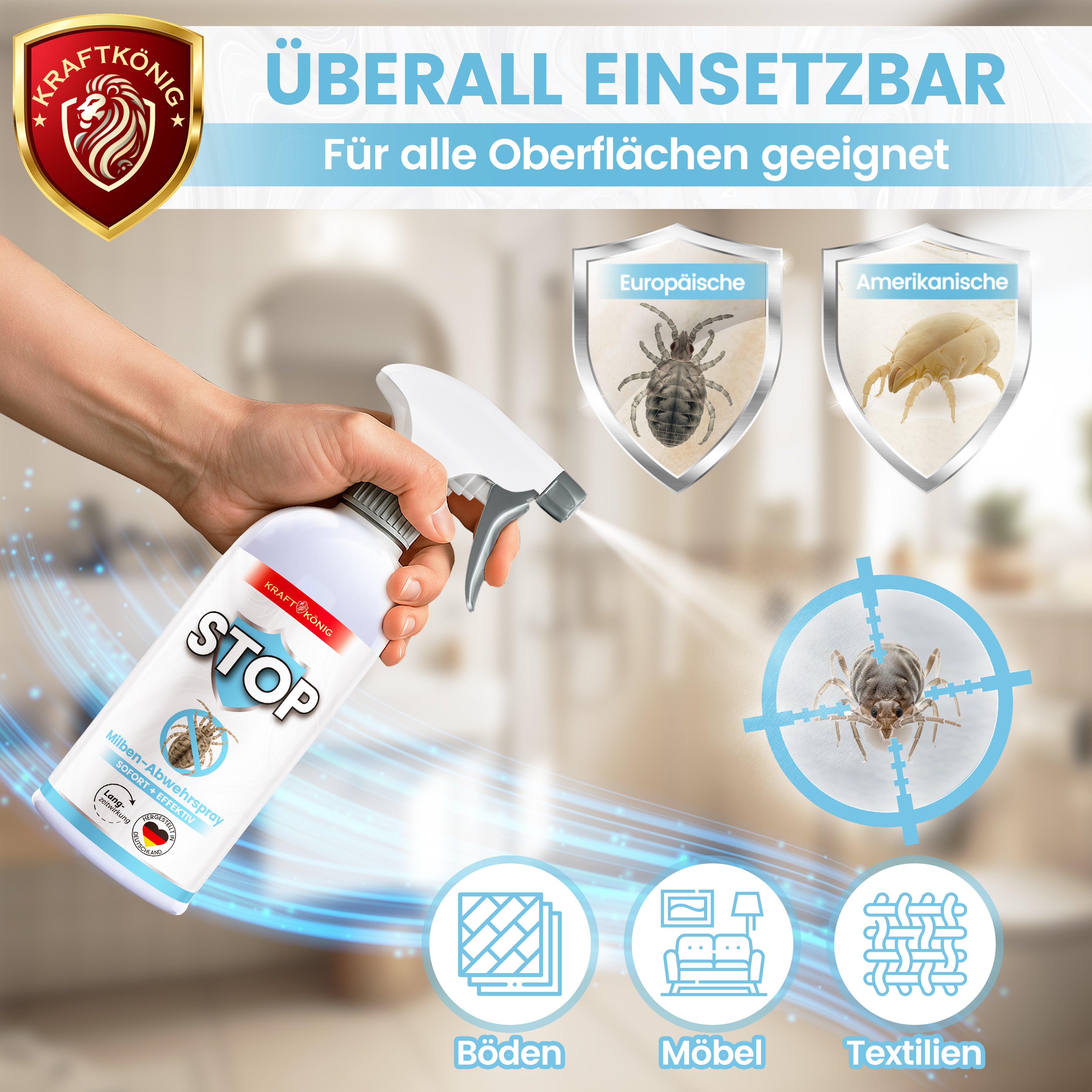 KRAFTKÖNIG Premium Milben Abwehrspray – 500ml