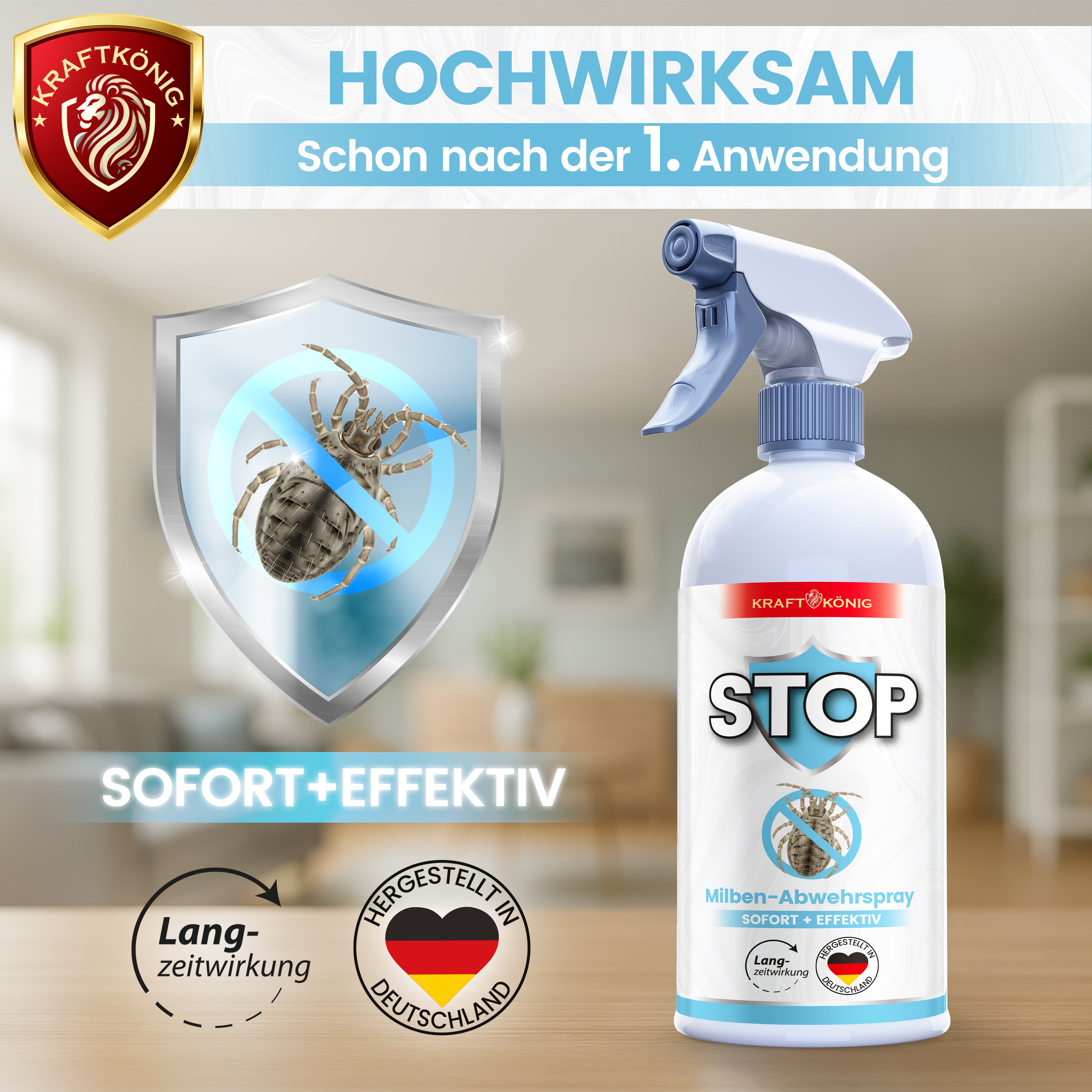 KRAFTKÖNIG Premium Milben Abwehrspray – 500ml