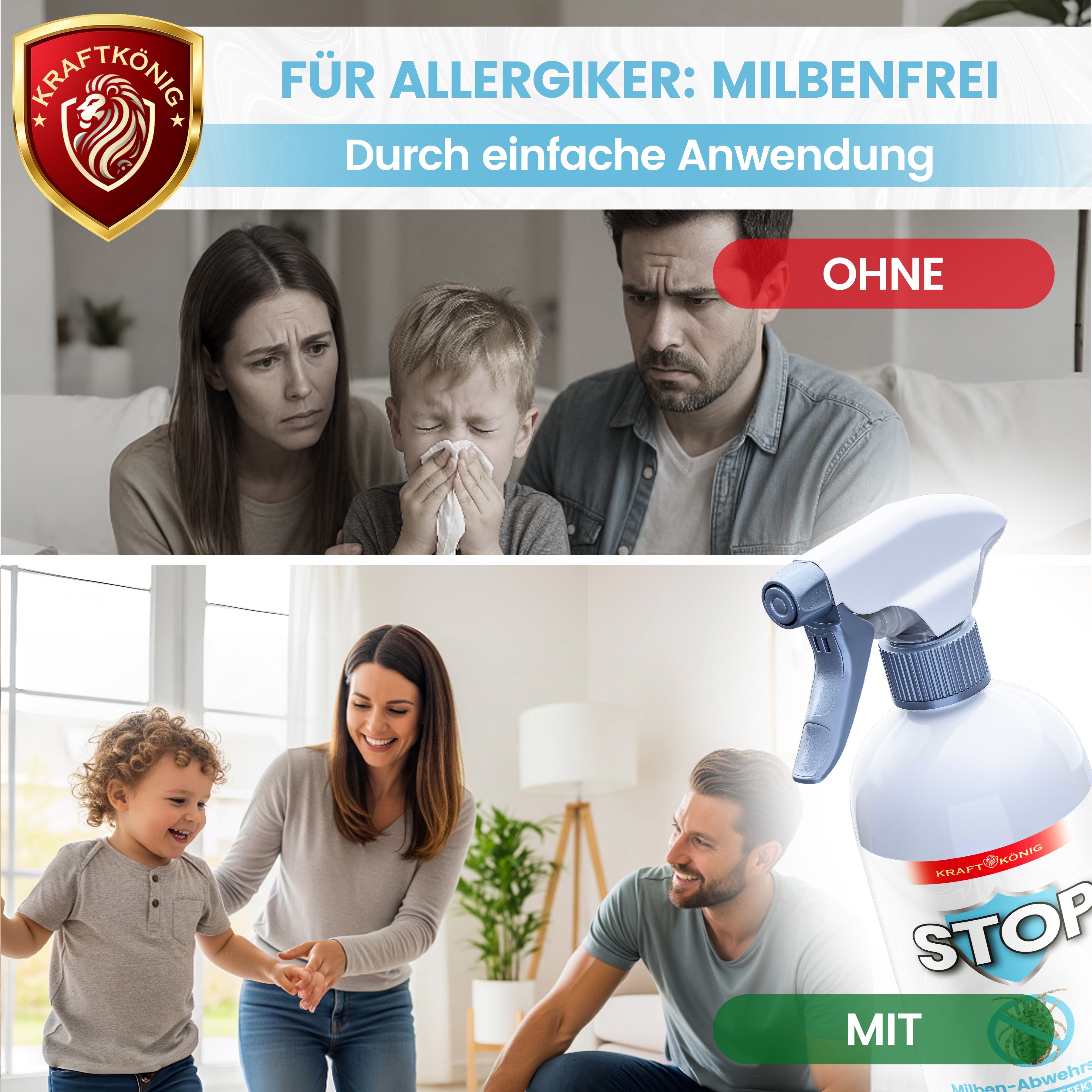 KRAFTKÖNIG Premium Milben Abwehrspray – 500ml