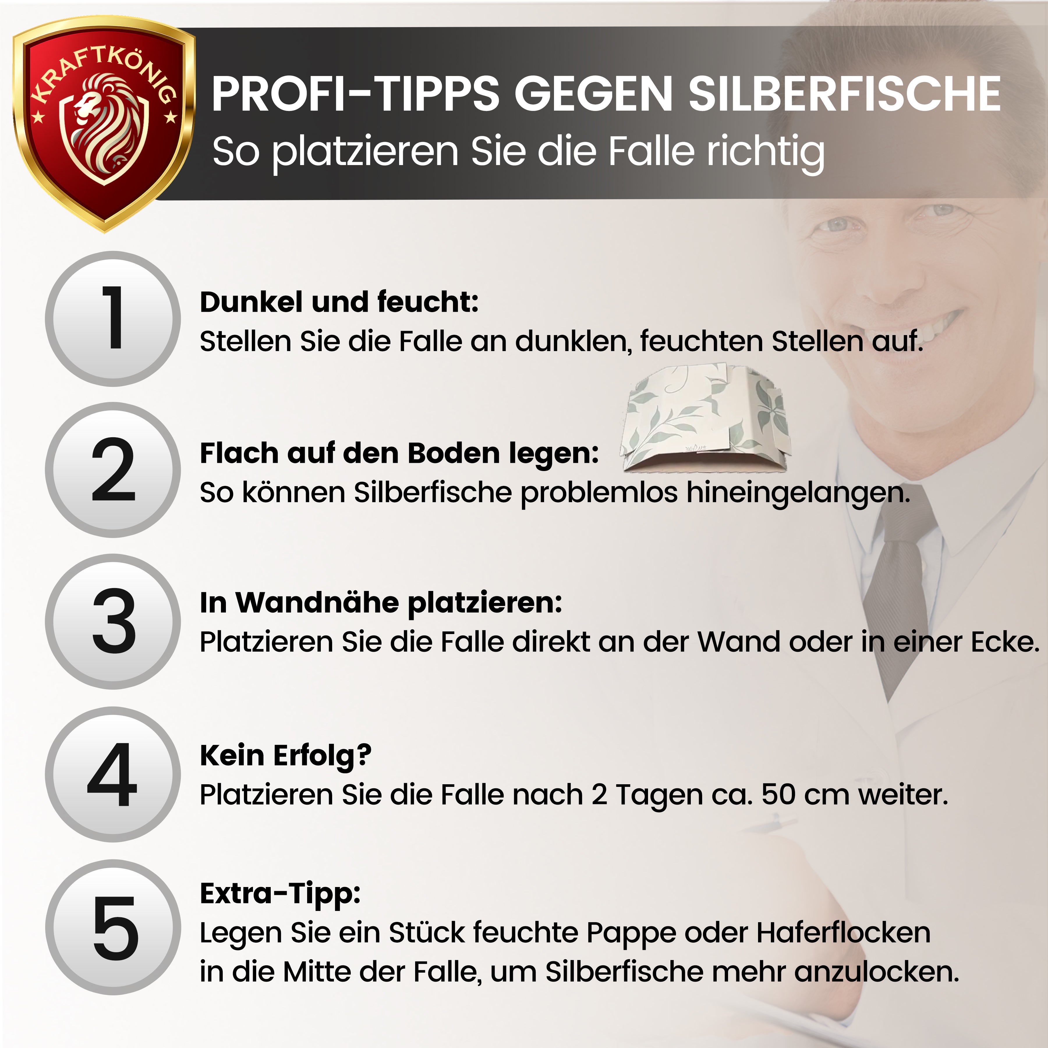 KRAFTKÖNIG Premium Silberfischfalle – 12 Stück
