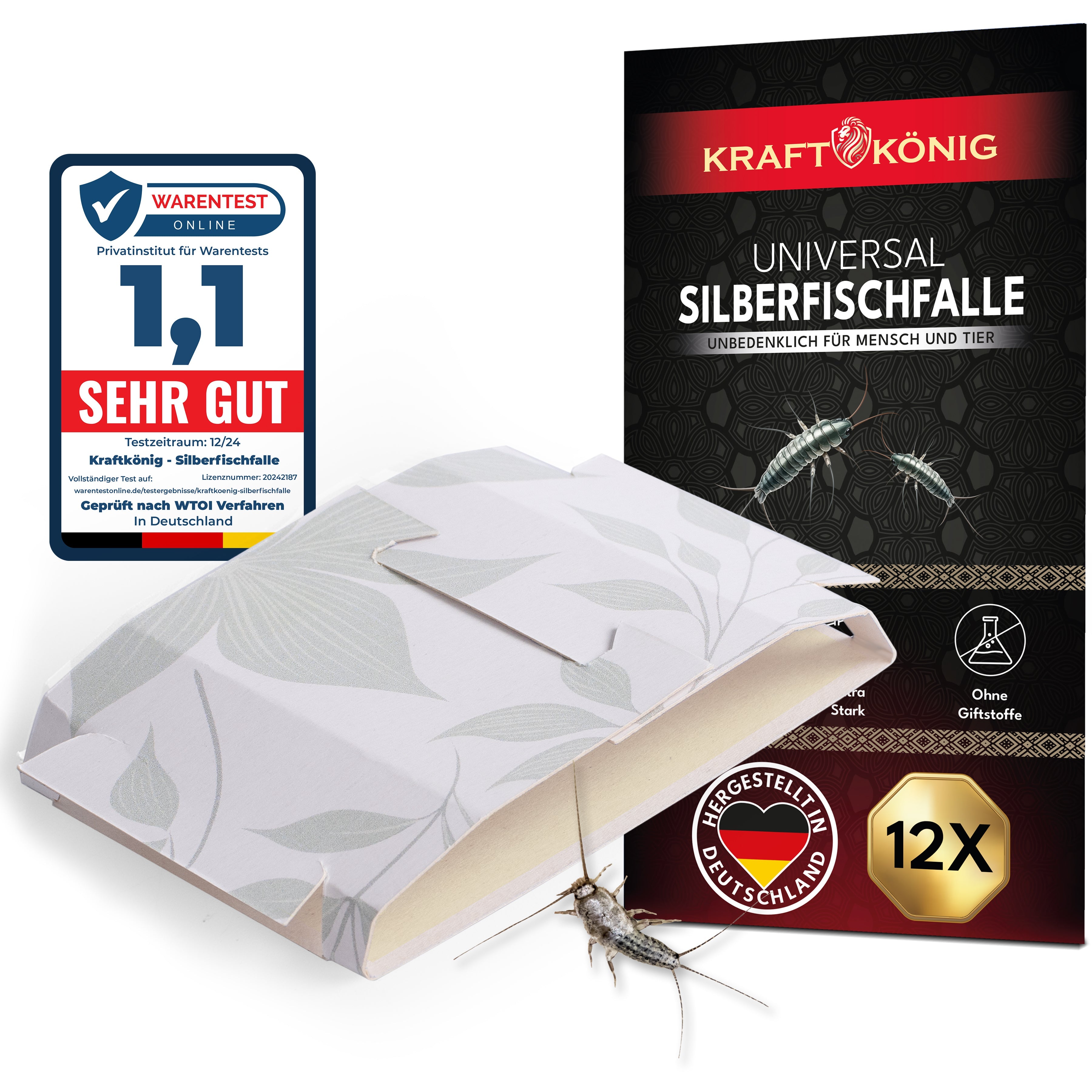 KRAFTKÖNIG Premium Silberfischfalle – 12 Stück