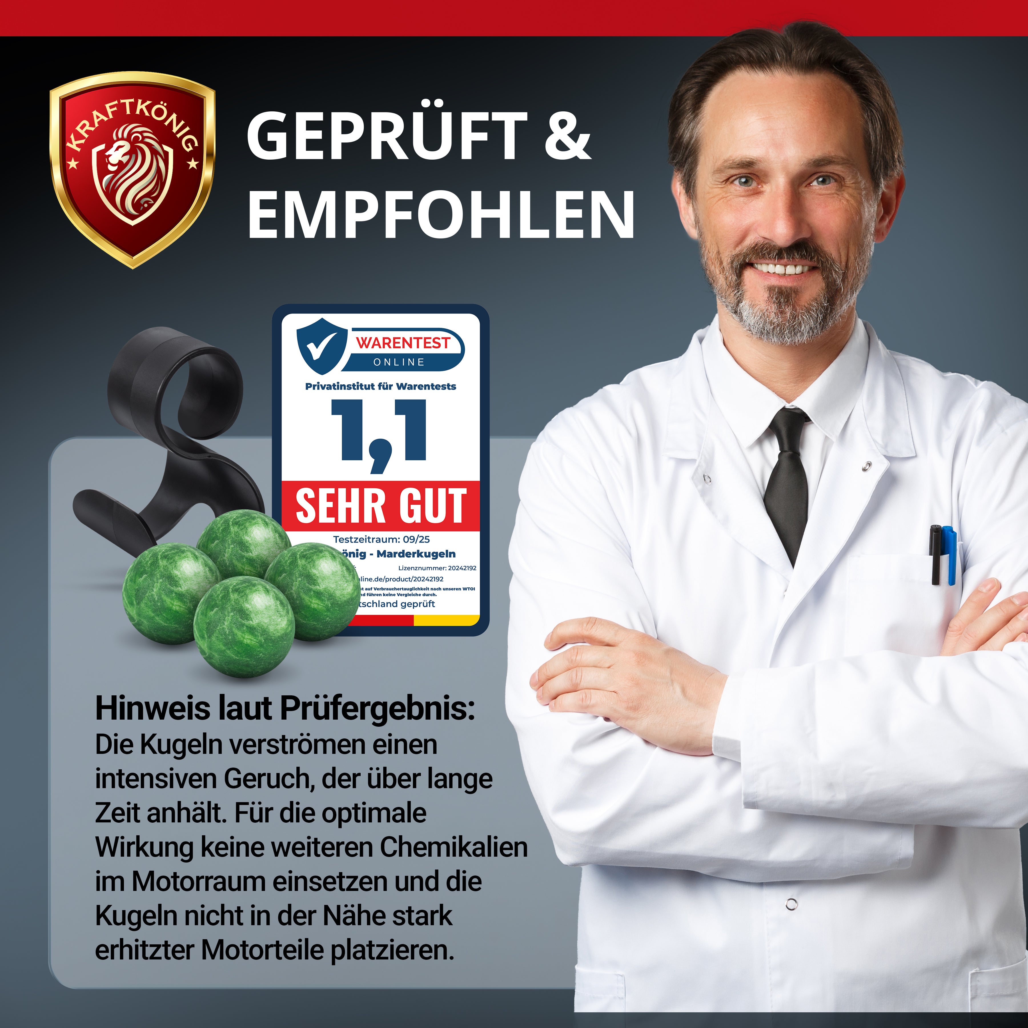 KRAFTKÖNIG Premium Marderkugeln – 4 Stück