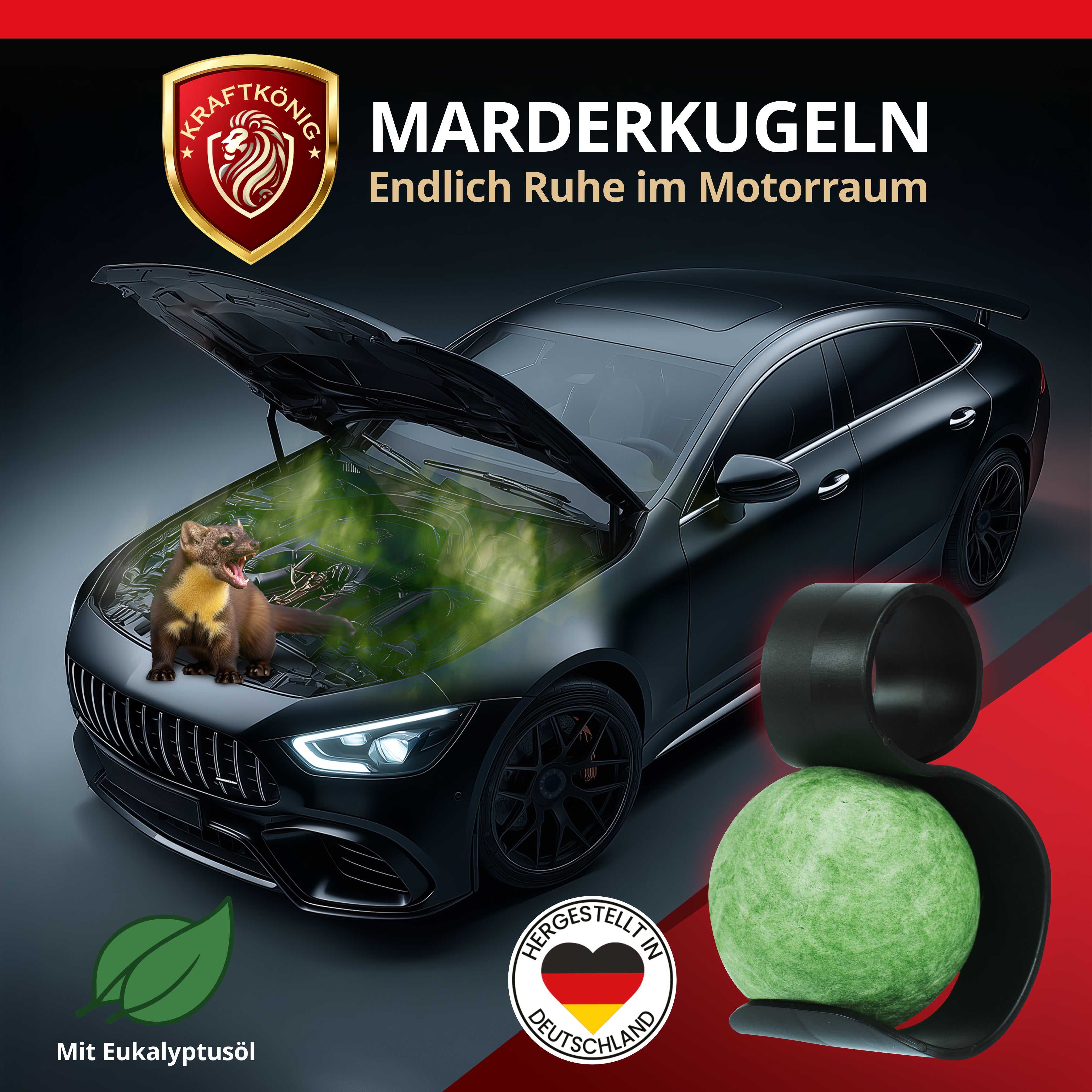 KRAFTKÖNIG Premium Marderkugeln – 4 Stück