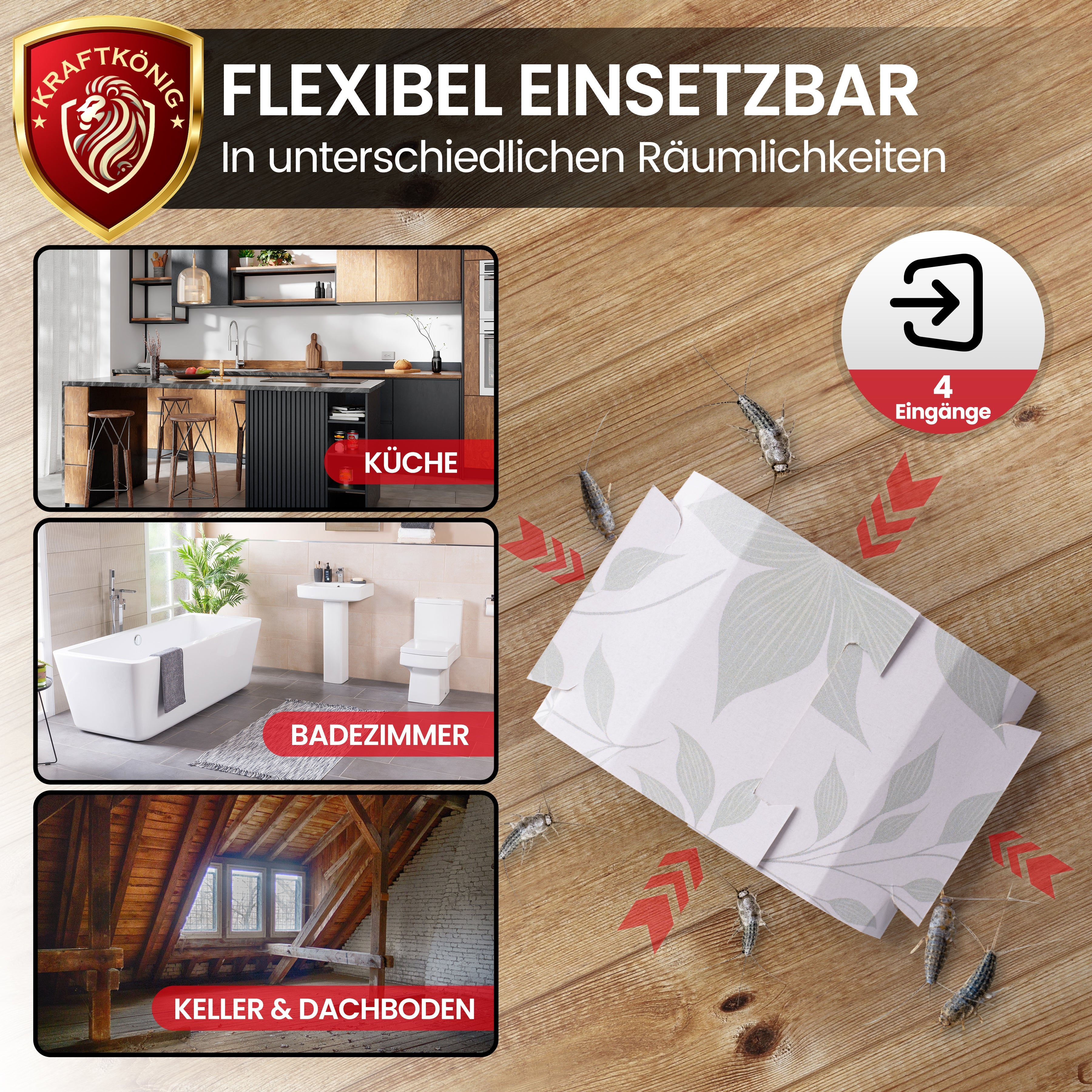 KRAFTKÖNIG Premium Silberfischfalle – 12 Stück