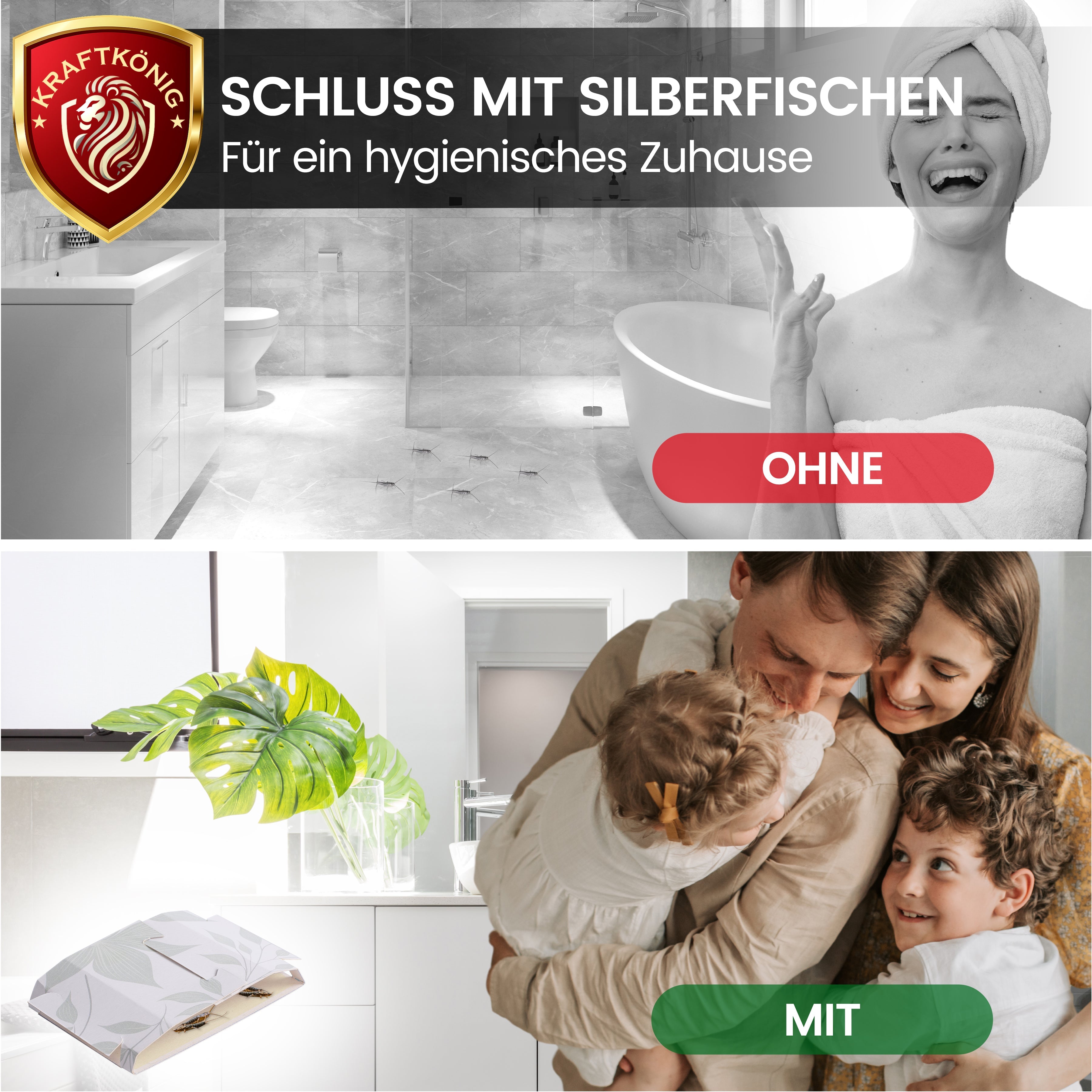 KRAFTKÖNIG Premium Silberfischfalle – 12 Stück